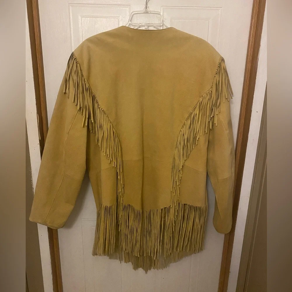 VTG Cripple Creek Golden Tan Fringe Leather Jacket